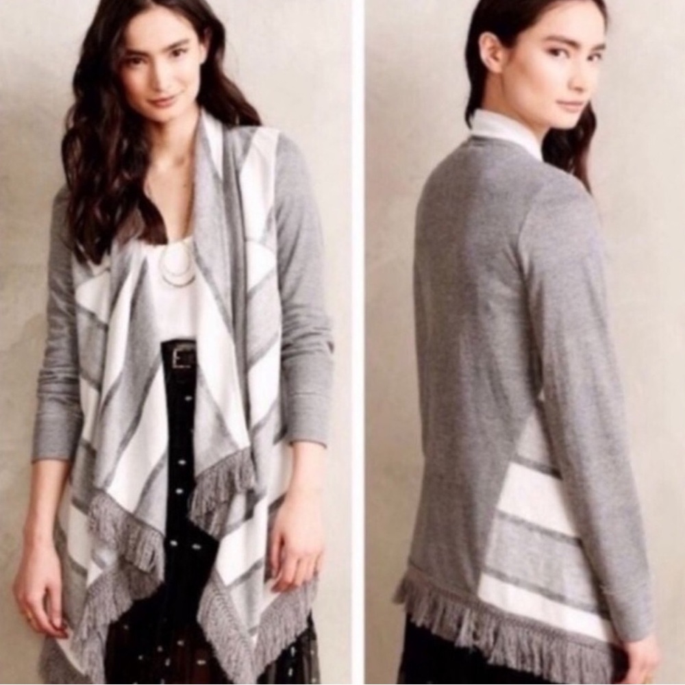 Anthropologie Saturday Sunday Open Cardigan with Fringe Detail.